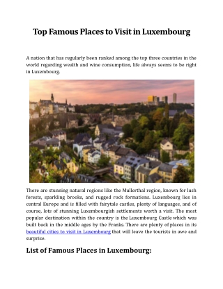Famous Places to Visit in Luxembourg