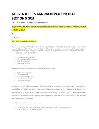 ACC 616 TOPIC 5 ANNUAL REPORT PROJECT SECTION 5 GCU