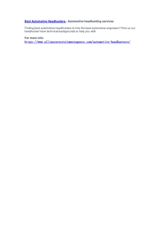 Best Automotive Headhunters - Automotive headhunting services