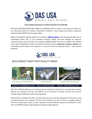 Wastewater Recycling Systems