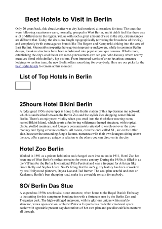 Best Hotels in Berlin