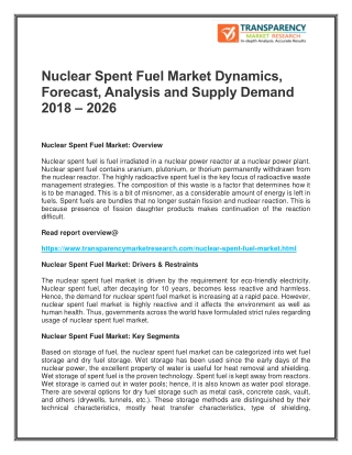 Nuclear Spent Fuel Market Dynamics, Forecast, Analysis and Supply Demand 2018 – 2026