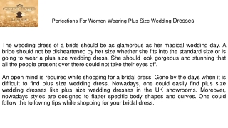 Perfections For Women Wearing Plus Size Wedding Dresses