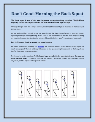 Don’t Good-Morning the Back Squat