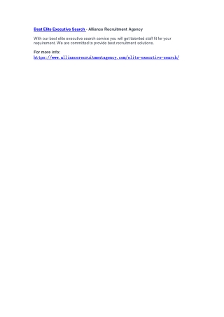 Best Elite Executive Search - Alliance Recruitment Agency