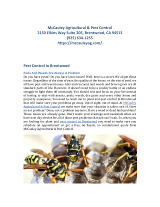 Pest Control in Brentwood