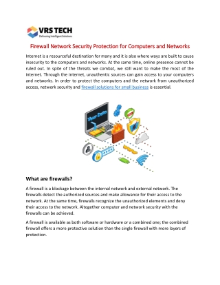Firewall Network Security Protection for Computers and Networks