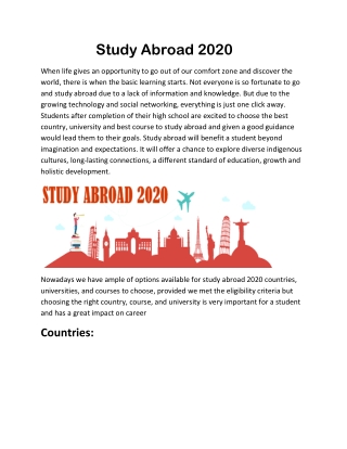 Study Abroad 2020