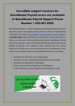 QuickBooks Payroll Support Phone Number 1 855-907-0605