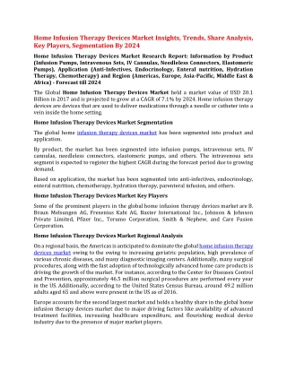 Home Infusion Therapy Devices Market Insights, Trends, Share Analysis, Key Players, Segmentation By 2024