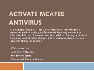 McAfee.com/Activate - Enter Product Key - Activate McAfee Online