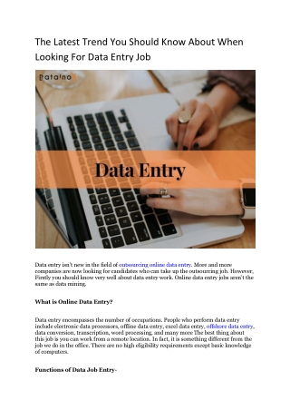 The Latest Trend You Should Know About When Looking For Data Entry Job