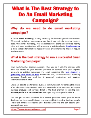 What is the best strategy to do an email marketing campaign