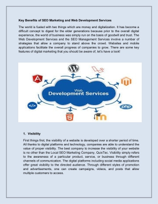 The Best Web Development Services Offered by QuixTec