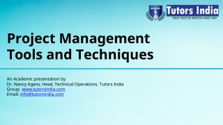 Project Management Tools and techniques- Tutorsindia.com