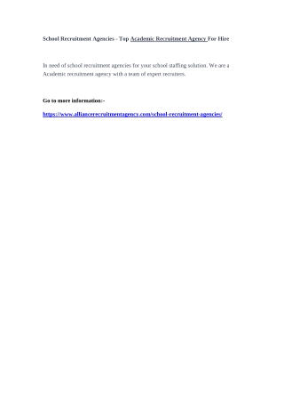 School Recruitment Agencies - Top Academic Recruitment Agency For Hire