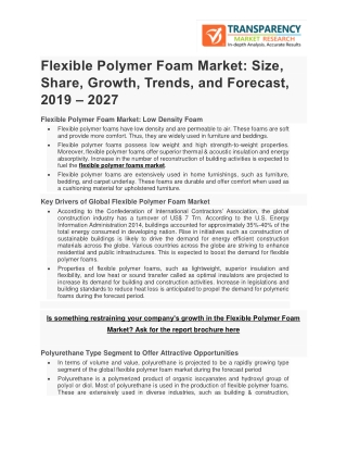 Flexible Polymer Foam Market :Size, Share, Growth, Trends, and Forecast, 2019 – 2027