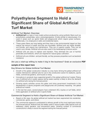 Polyethylene Segment to Hold a Significant Share of Global Artificial Turf Market