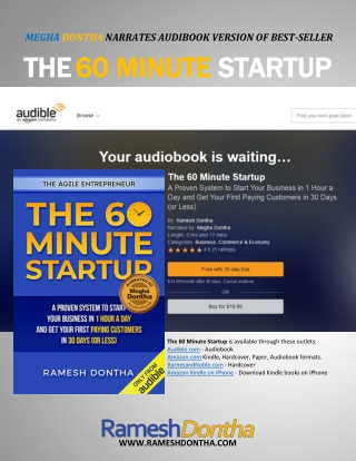 Megha Dontha Narrates Audiobook Version of Best-Selling Startup Book The 60 Minute Startup