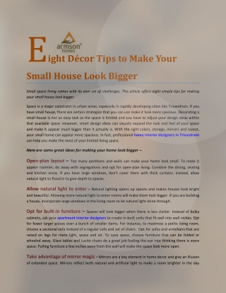 Eight Décor Tips to Make Your Small House Look Bigger