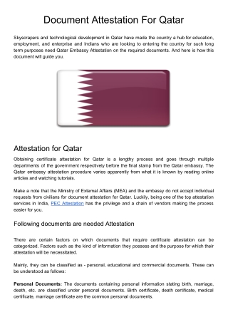 Document Attestation For Qatar