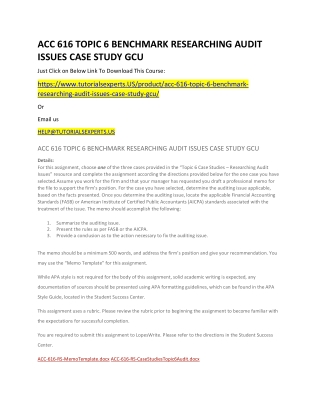 ACC 616 TOPIC 6 BENCHMARK RESEARCHING AUDIT ISSUES CASE STUDY GCU