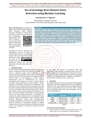 Era of Sociology News Rumors News Detection using Machine Learning