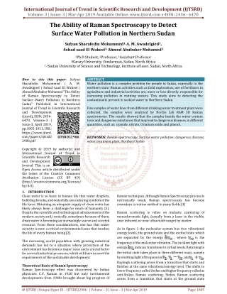 The Ability of Raman Spectroscopy to Detect Surface Water Pollution in Northern Sudan