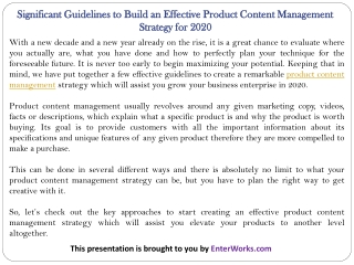 Significant Guidelines to Build an Effective Product Content Management Strategy for 2020