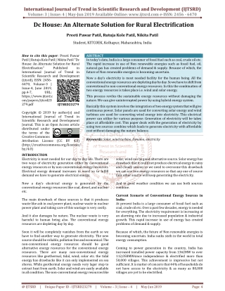 DC HOUSE: An Alternate Solution for Rular Electrification