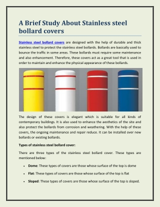 A Brief Study About Stainless steel bollard covers