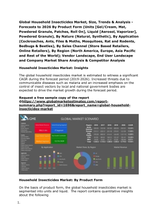 Global Household Insecticides Market, Size, Trends & Analysis - Forecasts to 2026