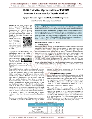 Multi-Objective Optimization of EDM Process Parameter by Topsis Method