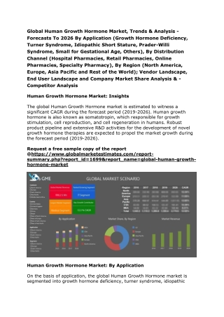 Global Human Growth Hormone Market, Trends & Analysis - Forecasts To 2026