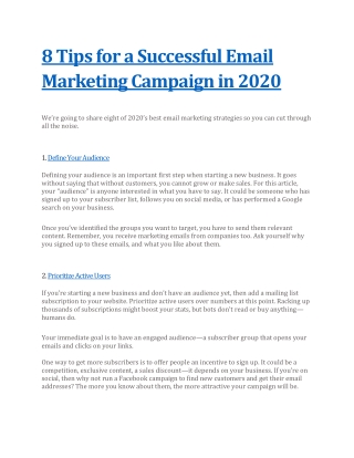 8 Tips for a Successful Email Marketing Campaign in 2020