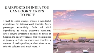 Top 5 Airports In India You Can Book Tickets To Visit The Country From The USA