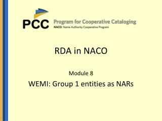 RDA in NACO