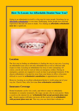 How To Locate An Affordable Dentist Near You?