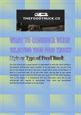 WHAT TO CONSIDER WHEN SELECTING YOUR FOOD TRUCK _ Thefoodtruck.co