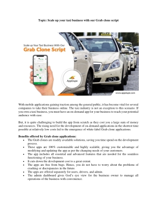 Scale up your taxi business with our Grab clone script