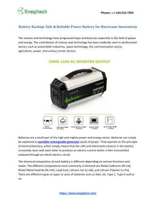 Battery Backup: Safe & Reliable Power Battery for Hurricane Snowstorm