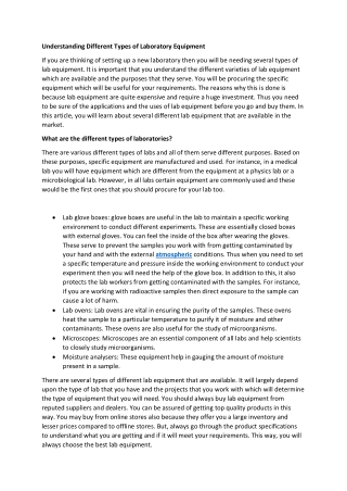 Understanding Different Types of Laboratory Equipment