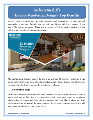 Top pros of 3D interior rendering designs