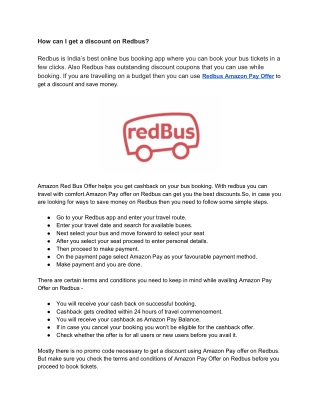 How can I get a discount on Redbus?
