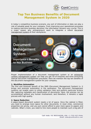 Top Ten Business Benefits of Document Management System in 2020