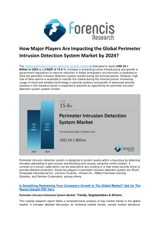 Perimeter Intrusion Detection System Market Industry Trends, Competitive Landscape, Company Profiles And Forecast 2024
