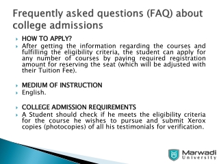 Frequently asked questions (FAQ) about college admissions | Marwadi University