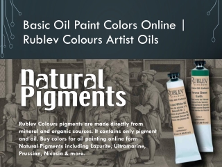 Basic Oil Paint Colors Online | Rublev Colours Artist Oils