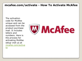 mcafee.com/activate - How To Activate McAfee