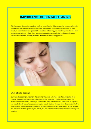 IMPORTANCE OF DENTAL CLEANIN